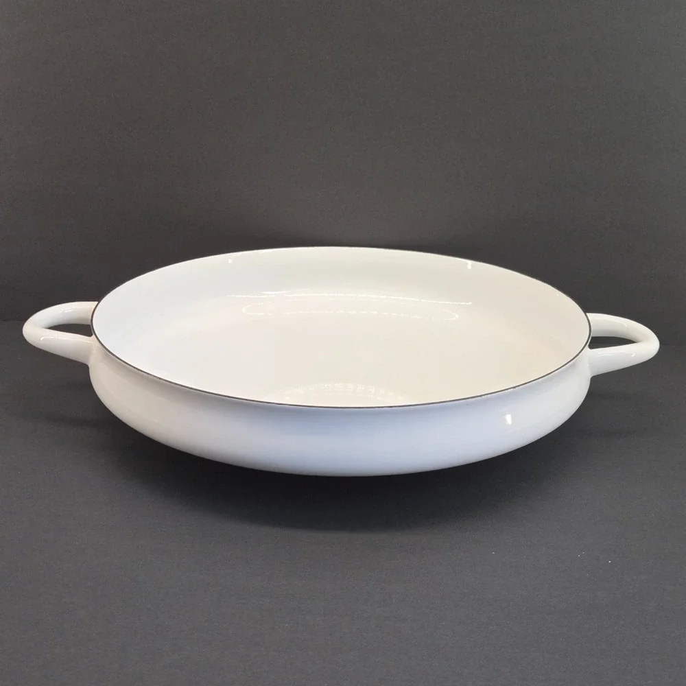 VTG Dansk Kobenstyle White Enamel‎ Paella Pan Buffet Server 13.5